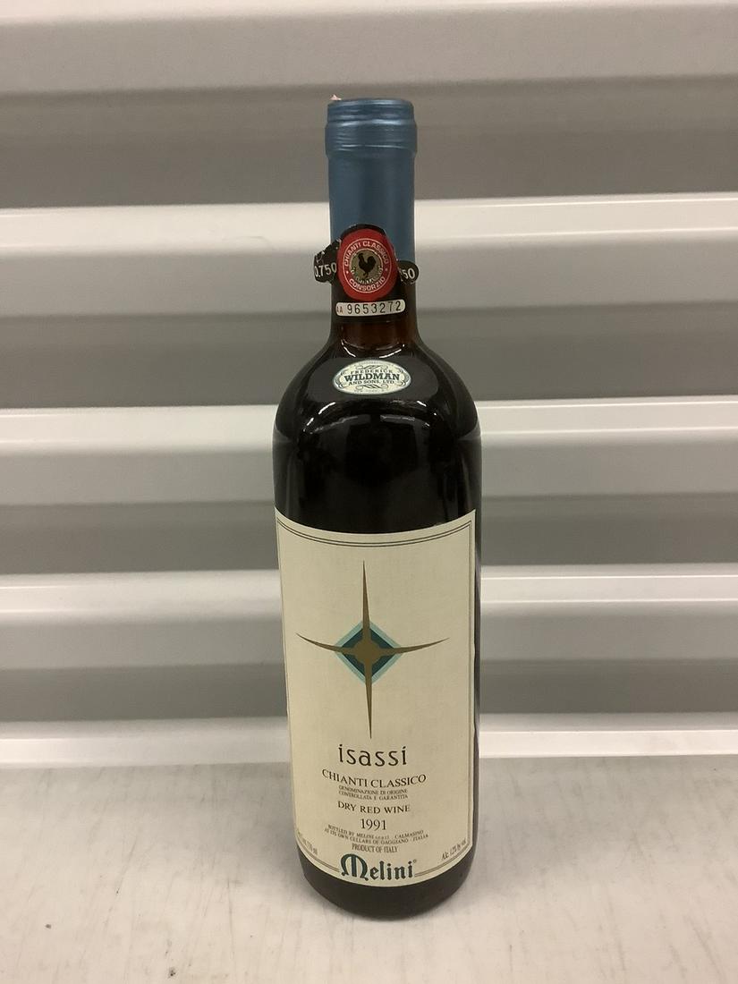 1991 Isassi Chianti Classico Red Wine 750 ML Bottle: Any contents in bottle is Free; You are bidding on the bottle & unbroken tax stamp