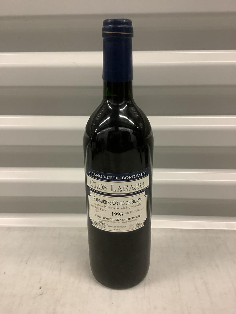 1995 Clos Lagassa 750 ML Bottle: Any contents in bottle is Free; You are bidding on the bottle & unbroken tax stamp