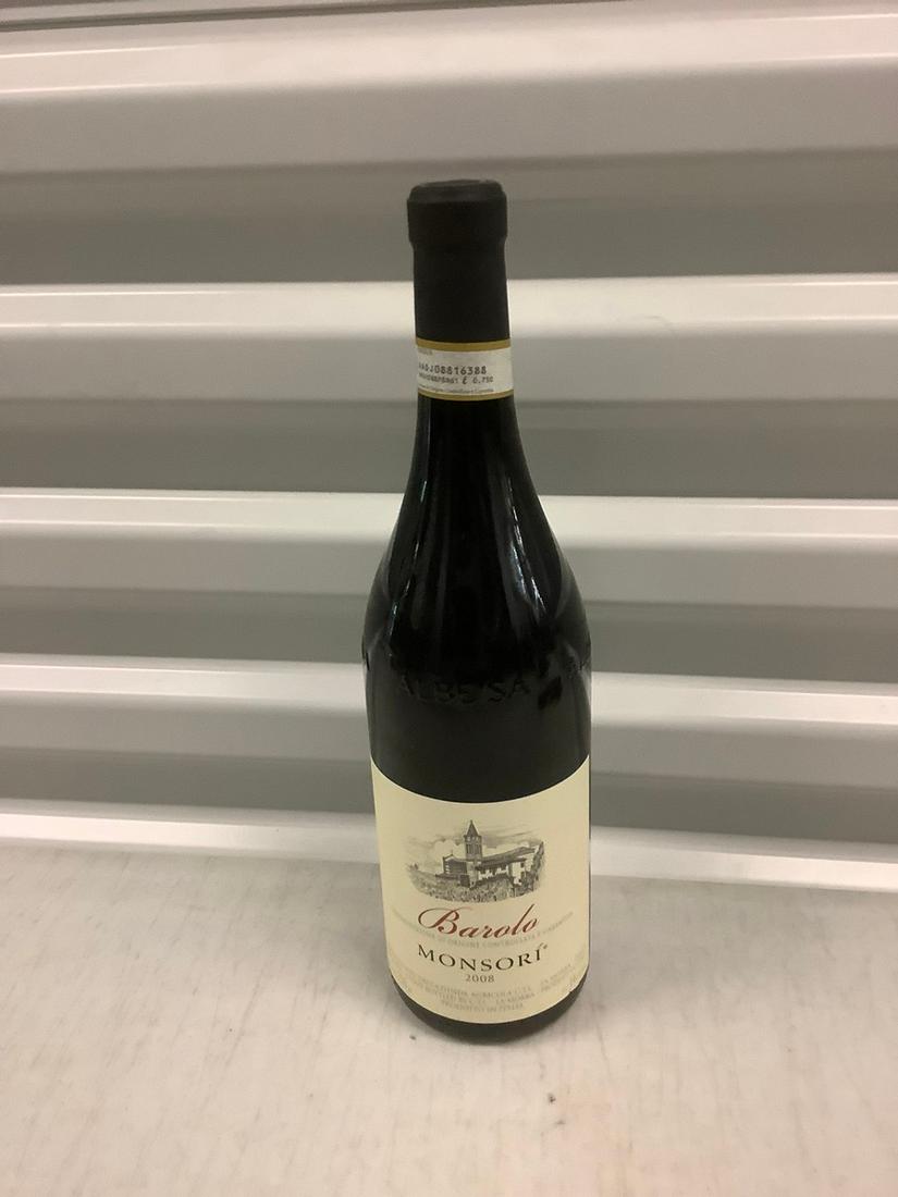 2008 Barolo Monsori 750 ML: Any contents in bottle is Free; You are bidding on the bottle & unbroken tax stamp