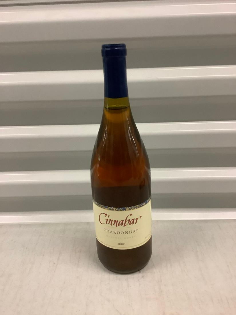 2000 Cinnabar Chardonnay Central Coast 750 ML: Any contents in bottle is Free; You are bidding on the bottle & unbroken tax stamp