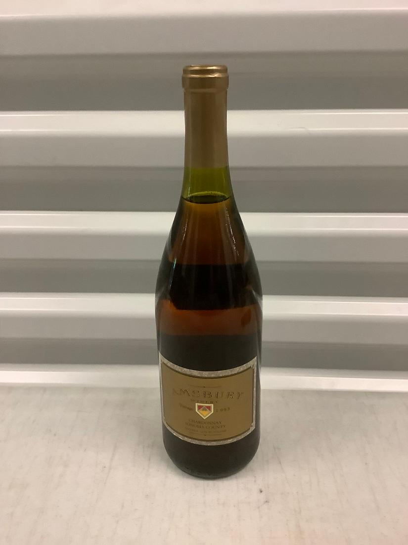 1993 Amsbury Winery Chardonnay 750 ML: Any contents in bottle is Free; You are bidding on the bottle & unbroken tax stamp