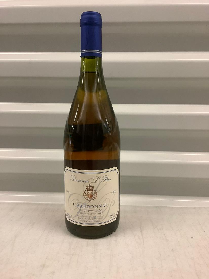 1998 Domaine Le Pian Chardonnay 750 ML: Any contents in bottle is Free; You are bidding on the bottle & unbroken tax stamp
