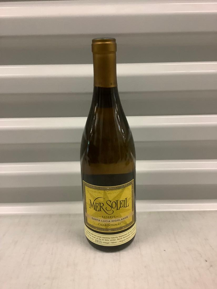 2015 Mer Soleil Chardonnay 750 ML: Any contents in bottle is Free; You are bidding on the bottle & unbroken tax stamp