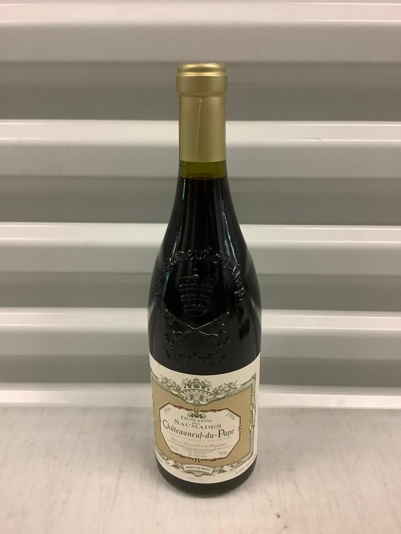 1996 Domaine des Saumades Chateauneuf-du-Pape 750 ML: Any contents in bottle is Free; You are bidding on the bottle & unbroken tax stamp