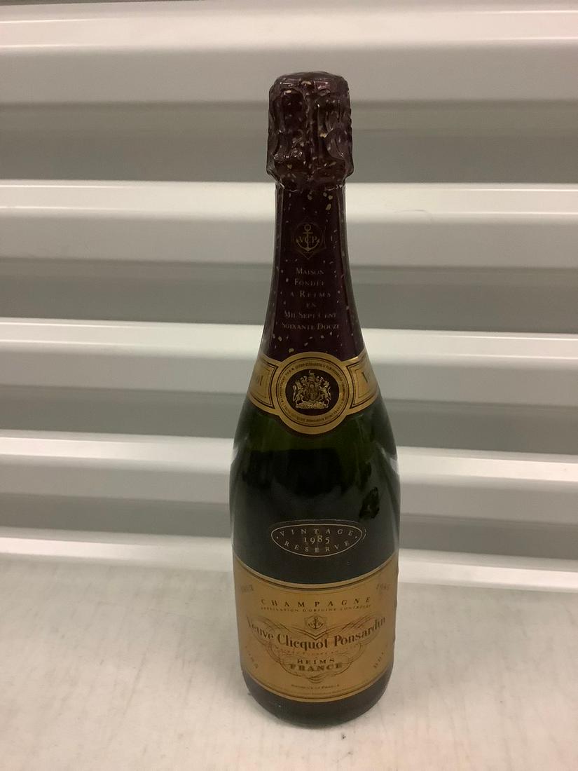 1985 Veuve Clicquot Ponsardin Reims Champagne 750 ML: Any contents in bottle is Free; You are bidding on the bottle & unbroken tax stamp