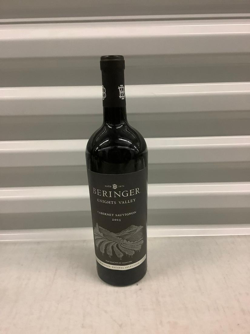 2013 Beringer Knights Valley 750 ML: Any contents in bottle is Free; You are bidding on the bottle & unbroken tax stamp