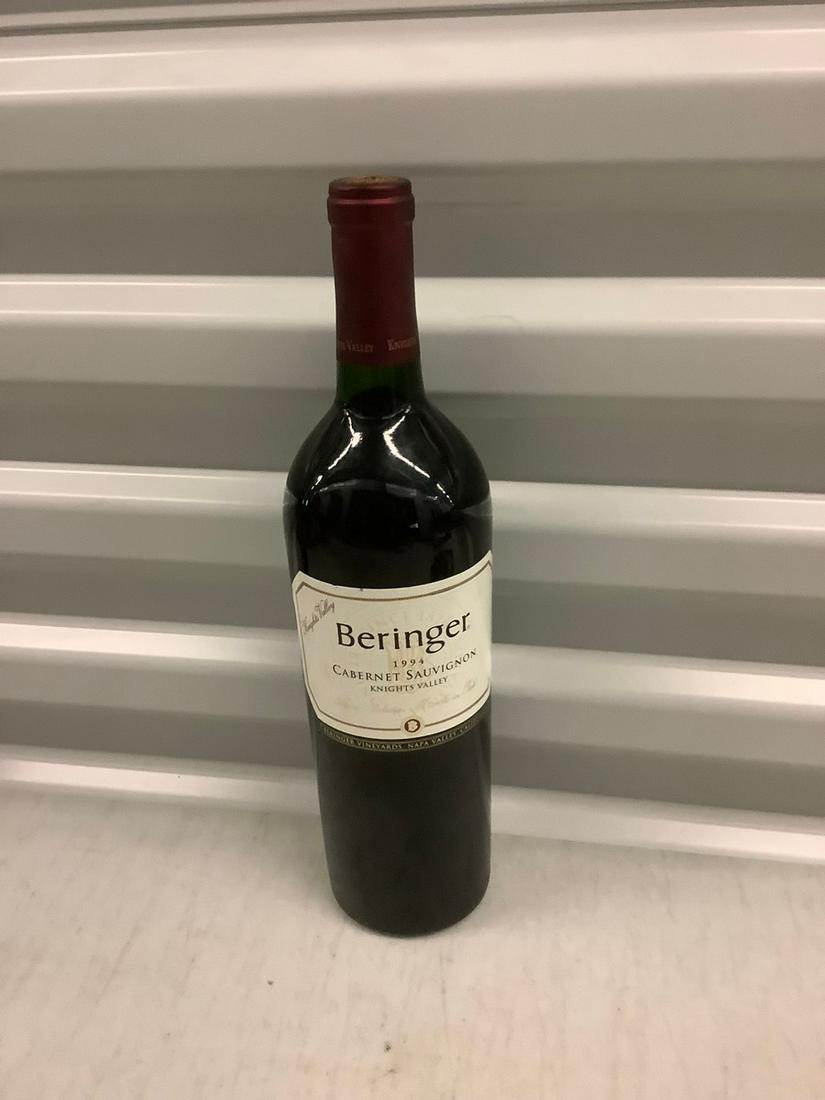 1994 Beringer Cabernet Sauvignon Knights Valley 750 ML: Any contents in bottle is Free; You are bidding on the bottle & unbroken tax stamp