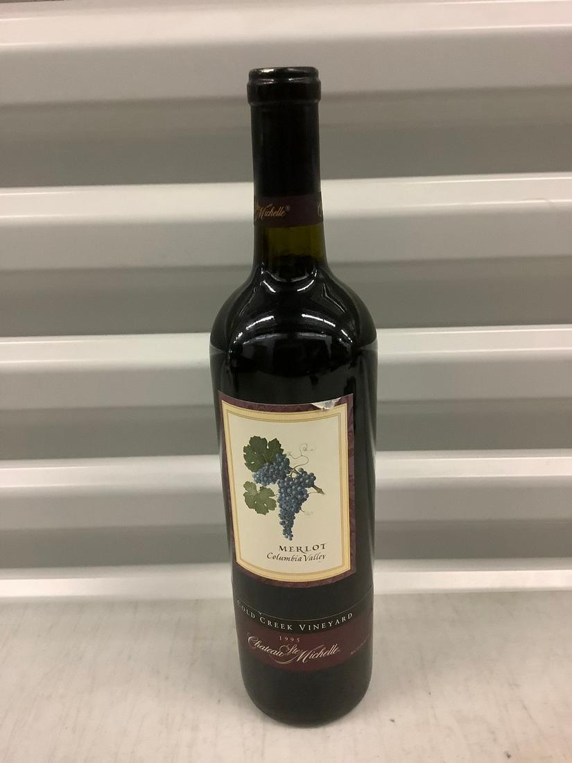 1995 Cold Creek Vineyard Merlot 750 ML: Any contents in bottle is Free; You are bidding on the bottle & unbroken tax stamp
