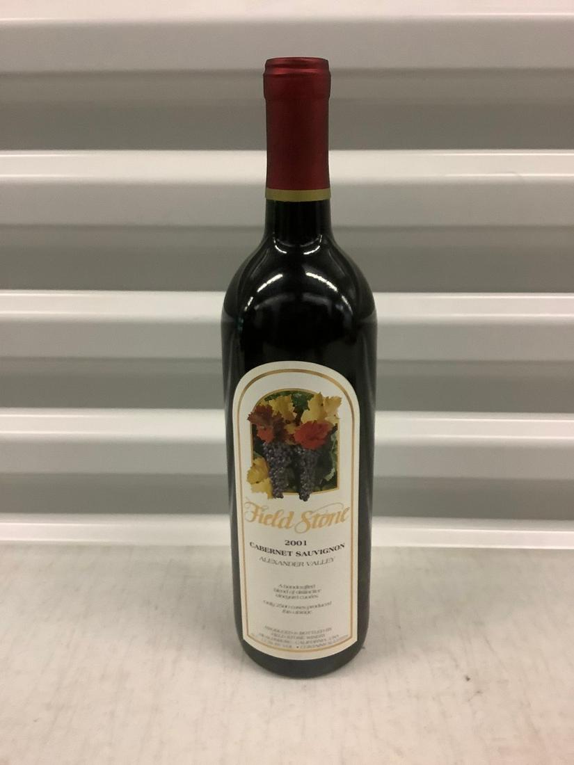 2001 Field Stone Cabernet Sauvignon 750 ML: Any contents in bottle is Free; You are bidding on the bottle & unbroken tax stamp