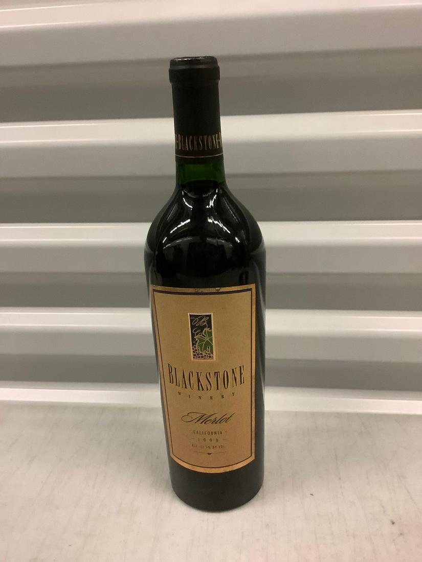 1996 Blackstone Winery Merlot 750 ML: Any contents in bottle is Free; You are bidding on the bottle & unbroken tax stamp