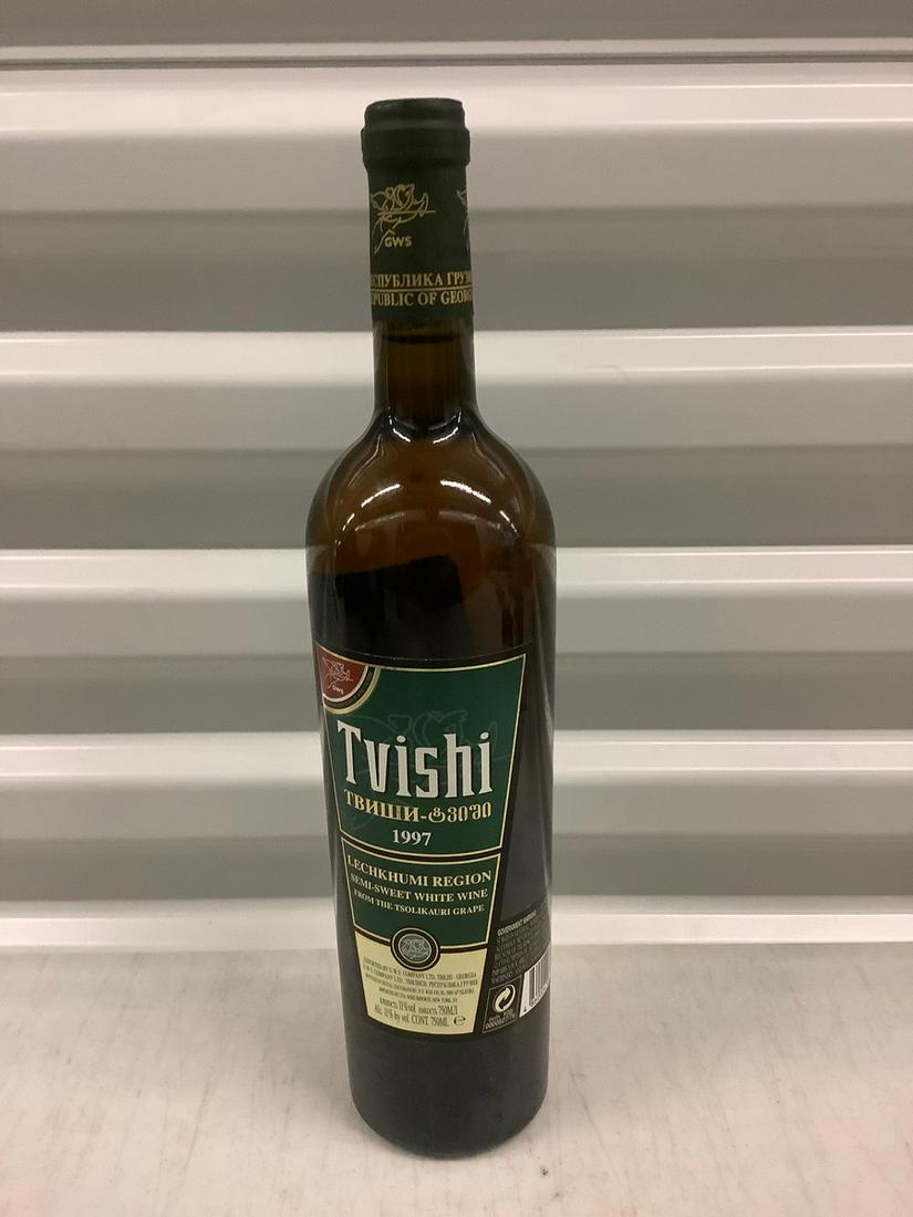 1997 Tvishi Semi-Sweet White Wine 750 ML: Any contents in bottle is Free; You are bidding on the bottle & unbroken tax stamp