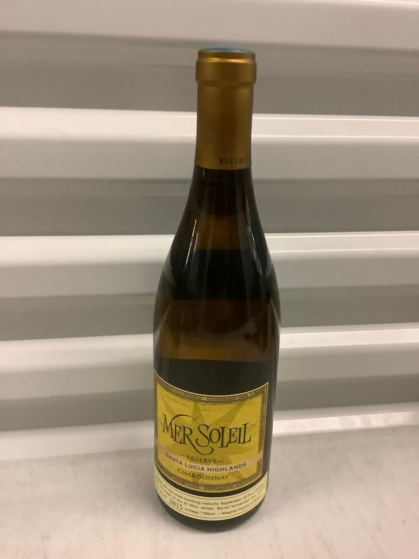 2015 Mer Soleil Chardonnay 750 ML: Any contents in bottle is Free; You are bidding on the bottle & unbroken tax stamp