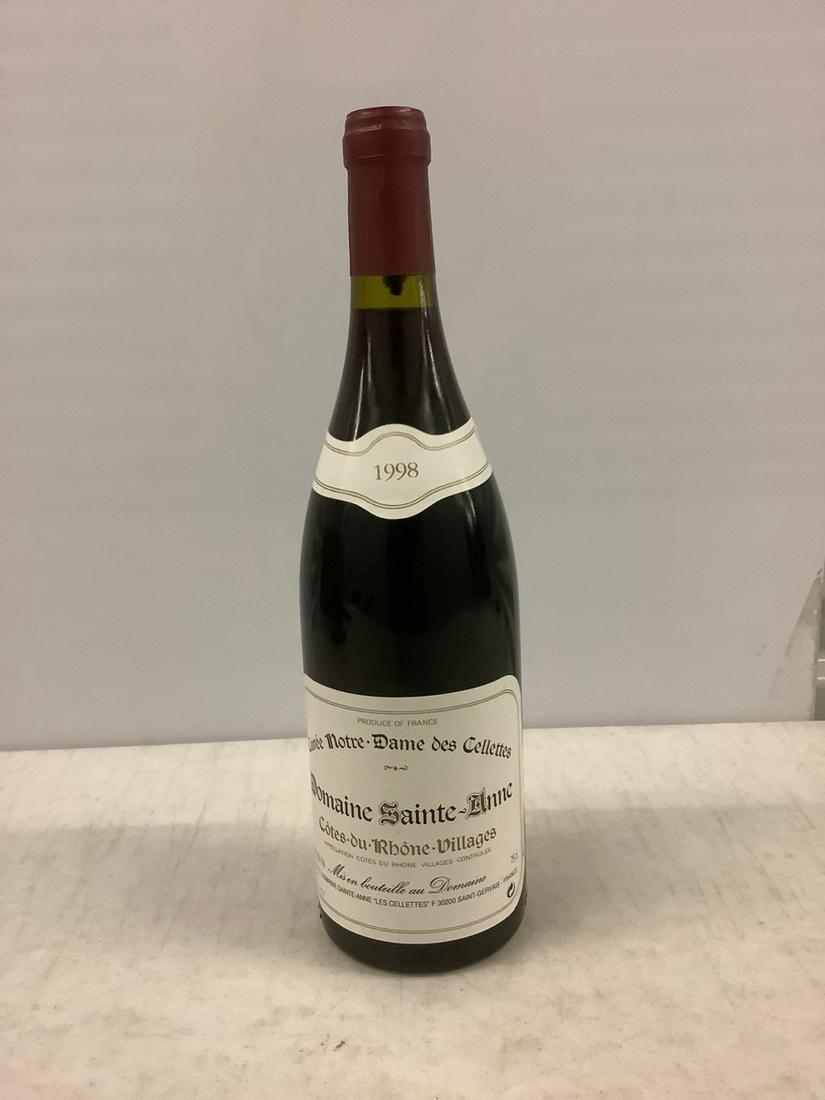 1998 Cuvee Notre-Dame des Cellettes Domaine Sainte-Anne: Any contents in bottle is Free; You are bidding on the bottle & unbroken tax stamp