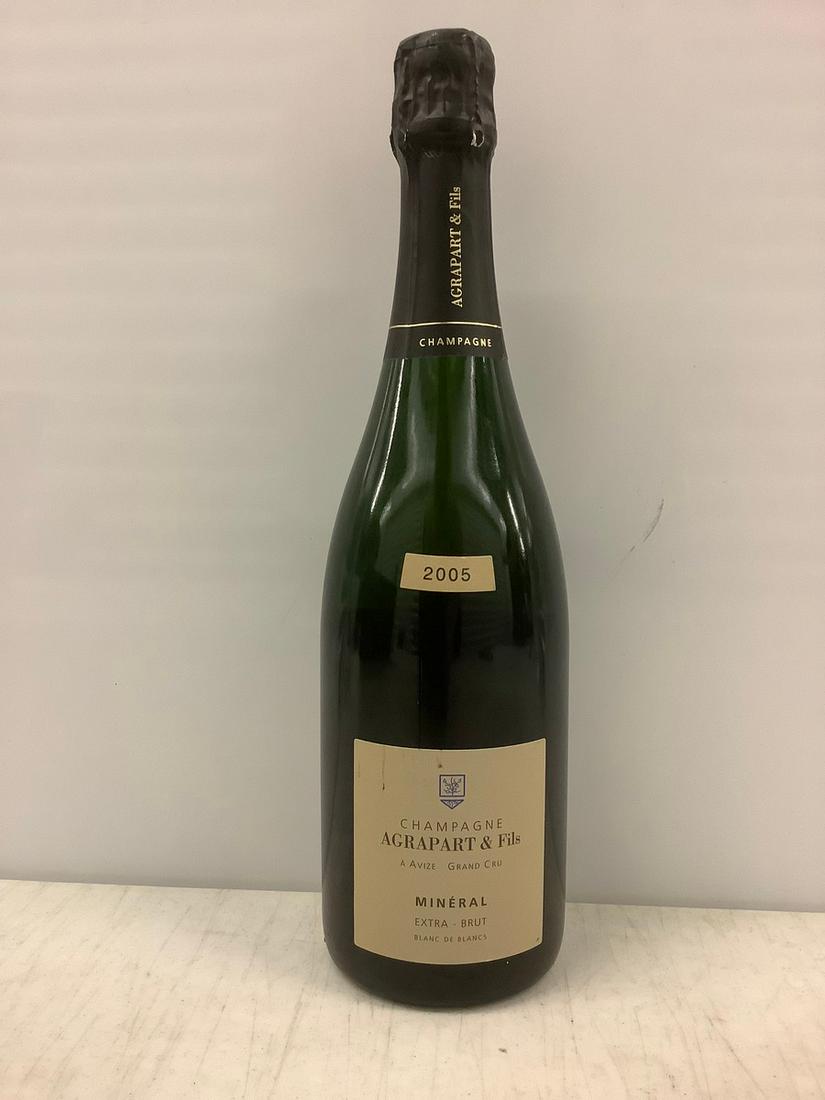 2005 Agrapart & Fils Mineral Champagne 750 ML: Any contents in bottle is Free; You are bidding on the bottle & unbroken tax stamp