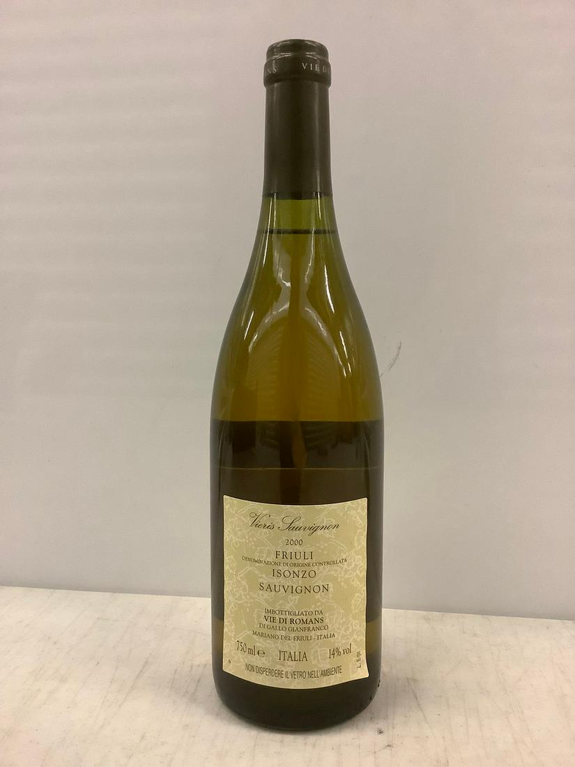 2000 Vieris Sauvignon Fruiuli 750 ML: Any contents in bottle is Free; You are bidding on the bottle & unbroken tax stamp