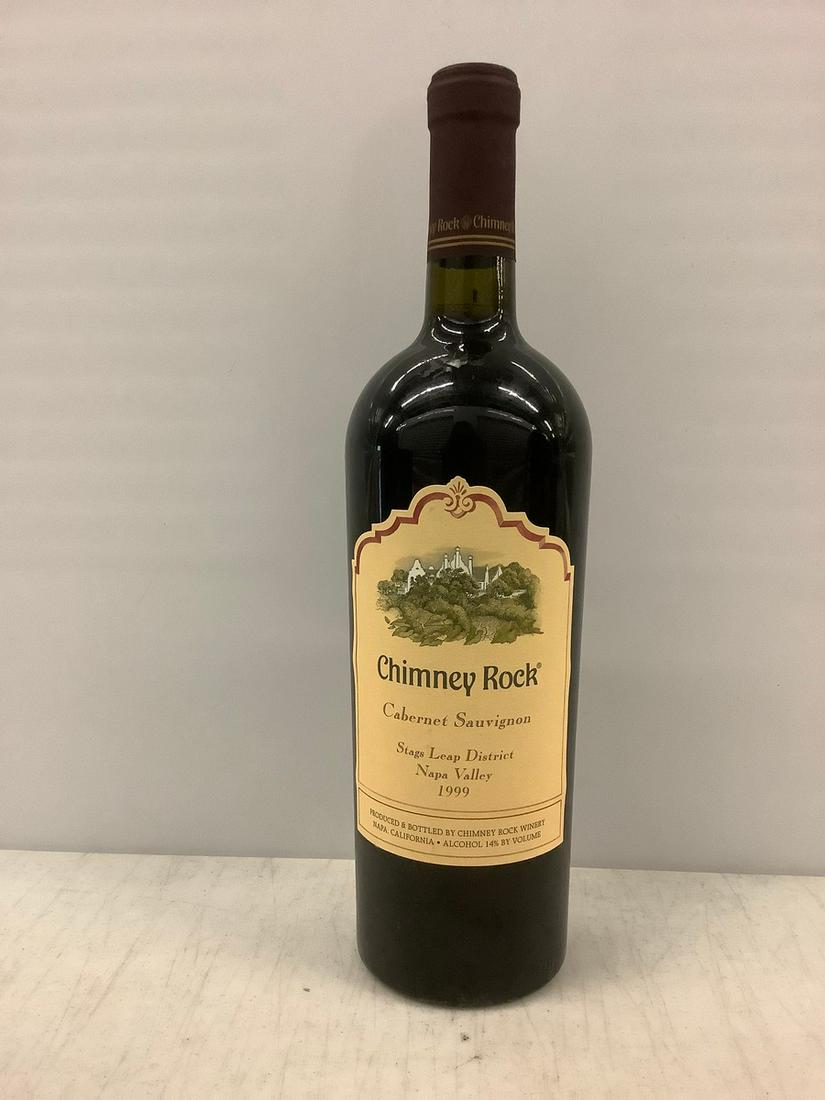 1999 Chimney Rock Cabernet Sauvignon: Any contents in bottle is Free; You are bidding on the bottle & unbroken tax stamp
