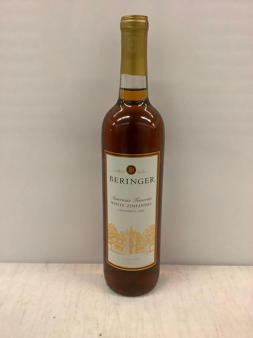 2010 Beringer White Zinfandel 750 ML: Any contents in bottle is Free; You are bidding on the bottle & unbroken tax stamp