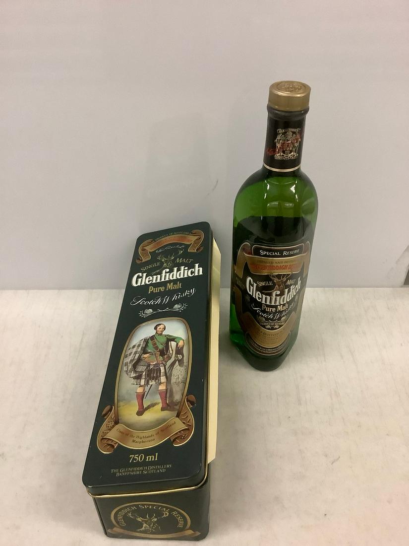 Glenfiddich scotch Whiskey 750 ML in Case: Any contents in bottle is Free; You are bidding on the bottle & unbroken tax stamp