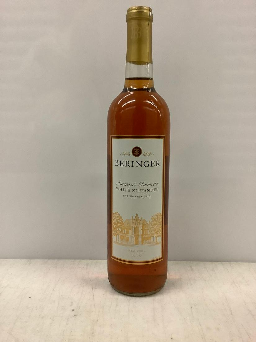 2010 Beringer White Zinfandel 750 ML: Any contents in bottle is Free; You are bidding on the bottle & unbroken tax stamp