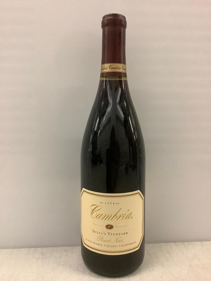 1998 Cambria Julia's Vineyard Pinot Noir 750 ML: Any contents in bottle is Free; You are bidding on the bottle & unbroken tax stamp