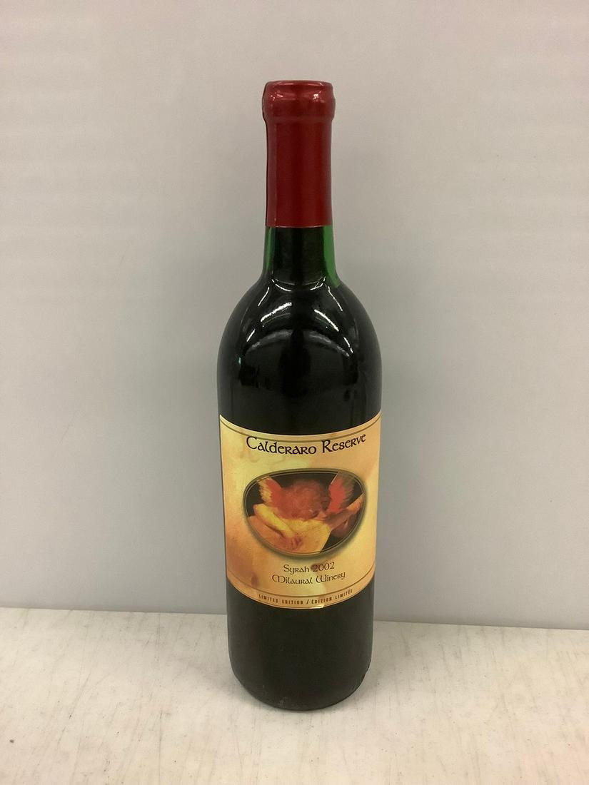 2002 Calderaro Reserve Syrah Limited Edition 750 ML: Any contents in bottle is Free; You are bidding on the bottle & unbroken tax stamp