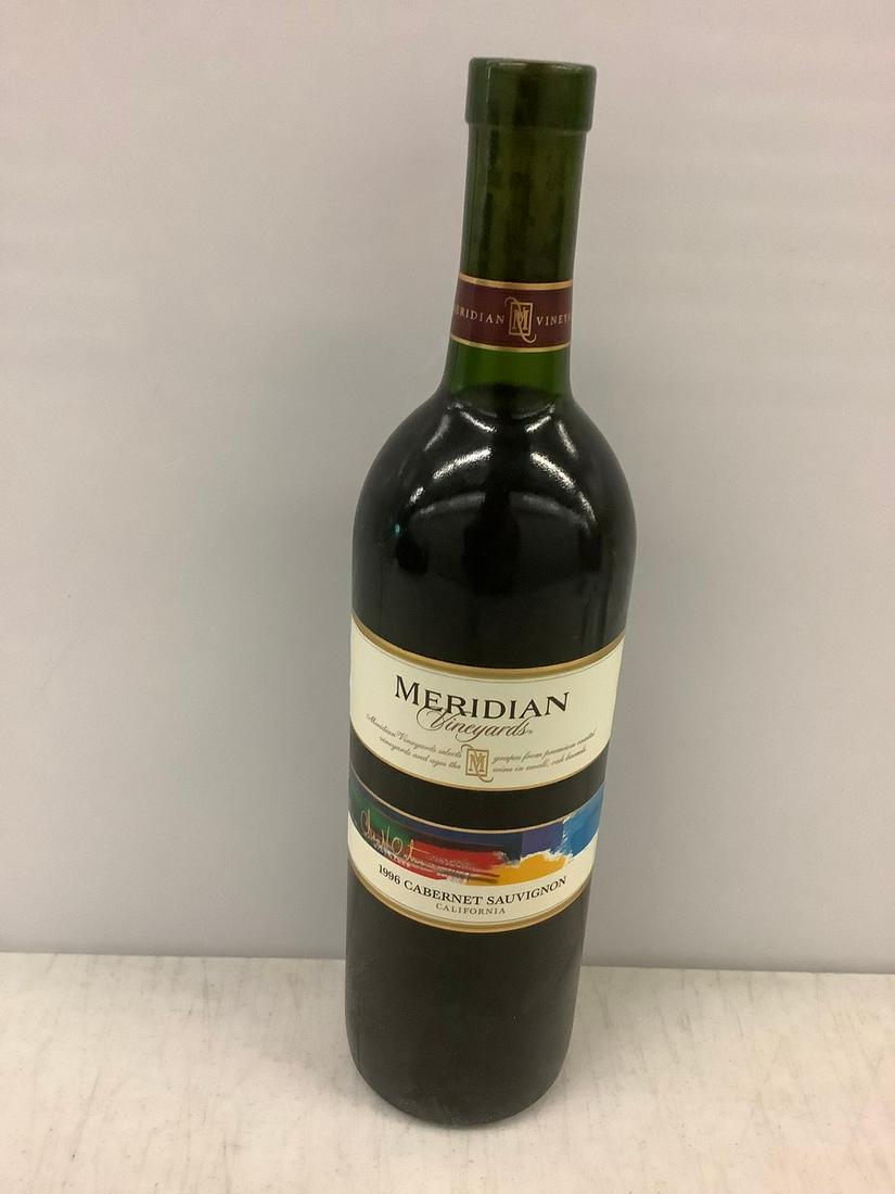 1996 Meridian Vineyards Cabernet Sauvignon: Any contents in bottle is Free; You are bidding on the bottle & unbroken tax stamp
