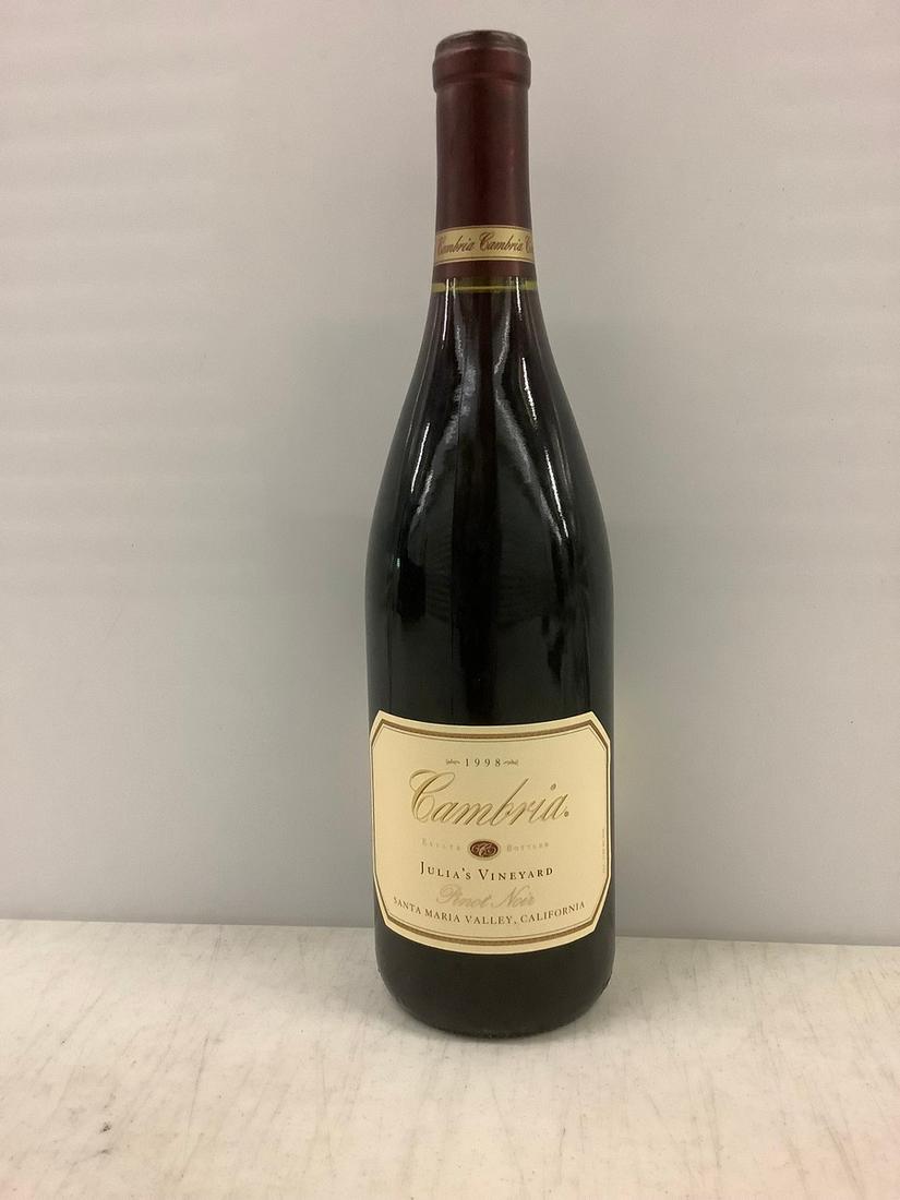 1998 Cambria Julia's Vineyard Pinot Noir: Any contents in bottle is Free; You are bidding on the bottle & unbroken tax stamp