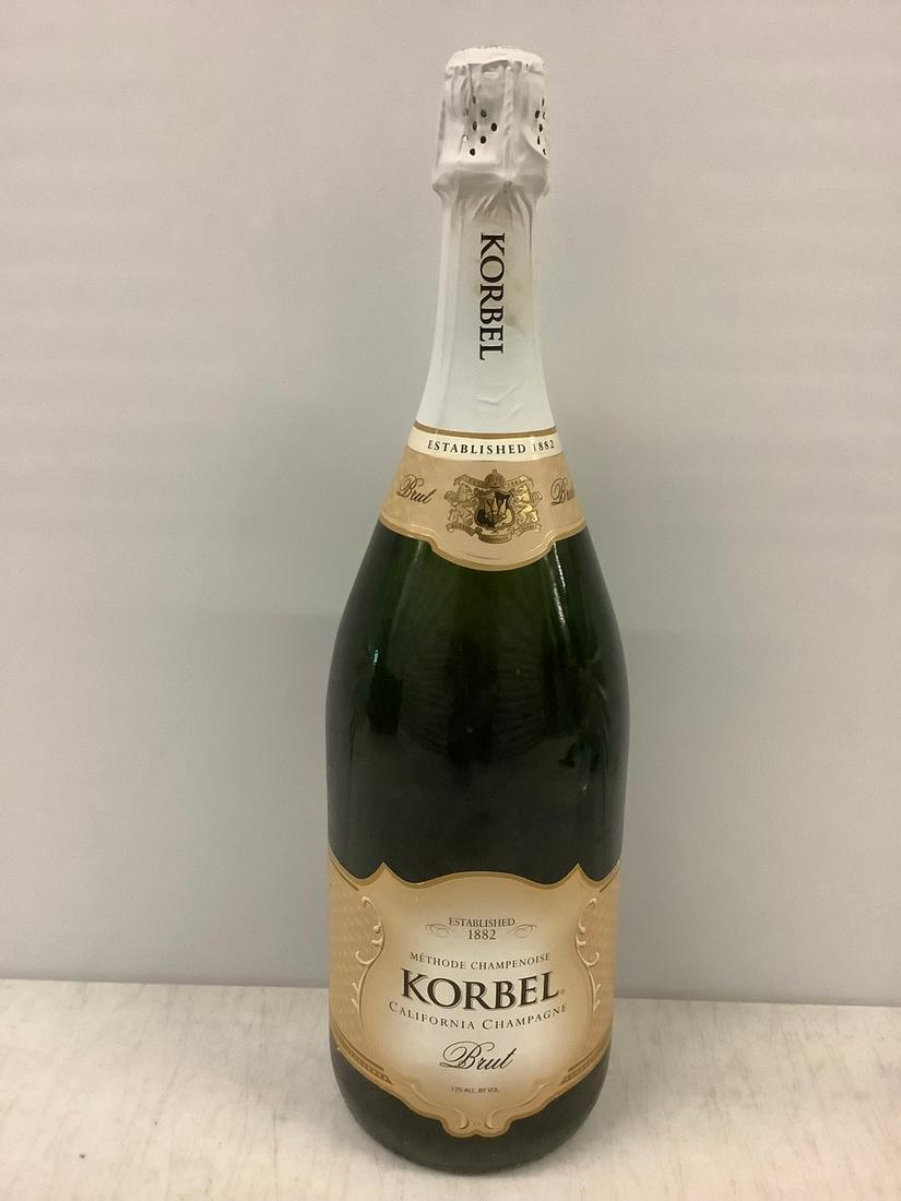 Korbel California Champagne 1.5 L: Any contents in bottle is Free; You are bidding on the bottle & unbroken tax stamp