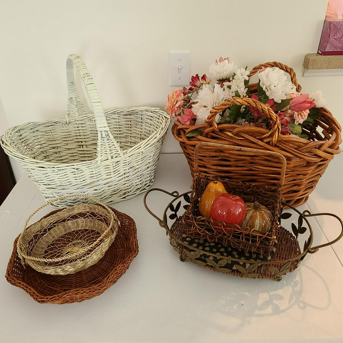wicker baskets and decorative floral items (1 of 1)