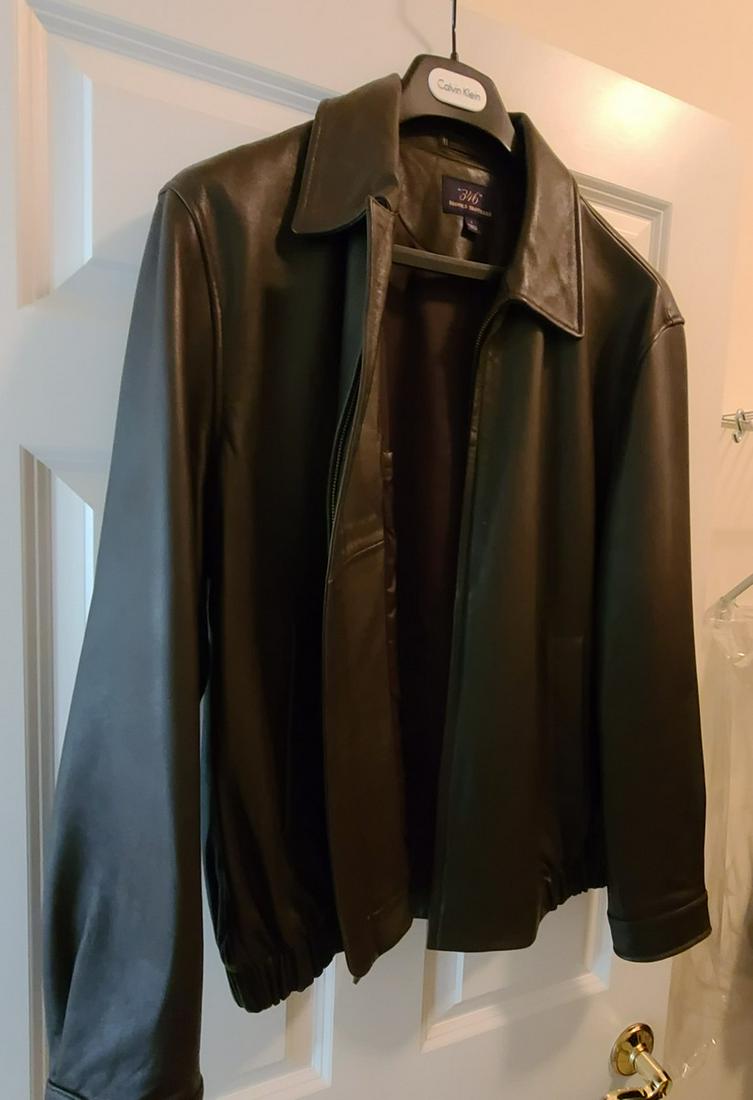 brooks brothers L brown leather jacket (1 of 1)