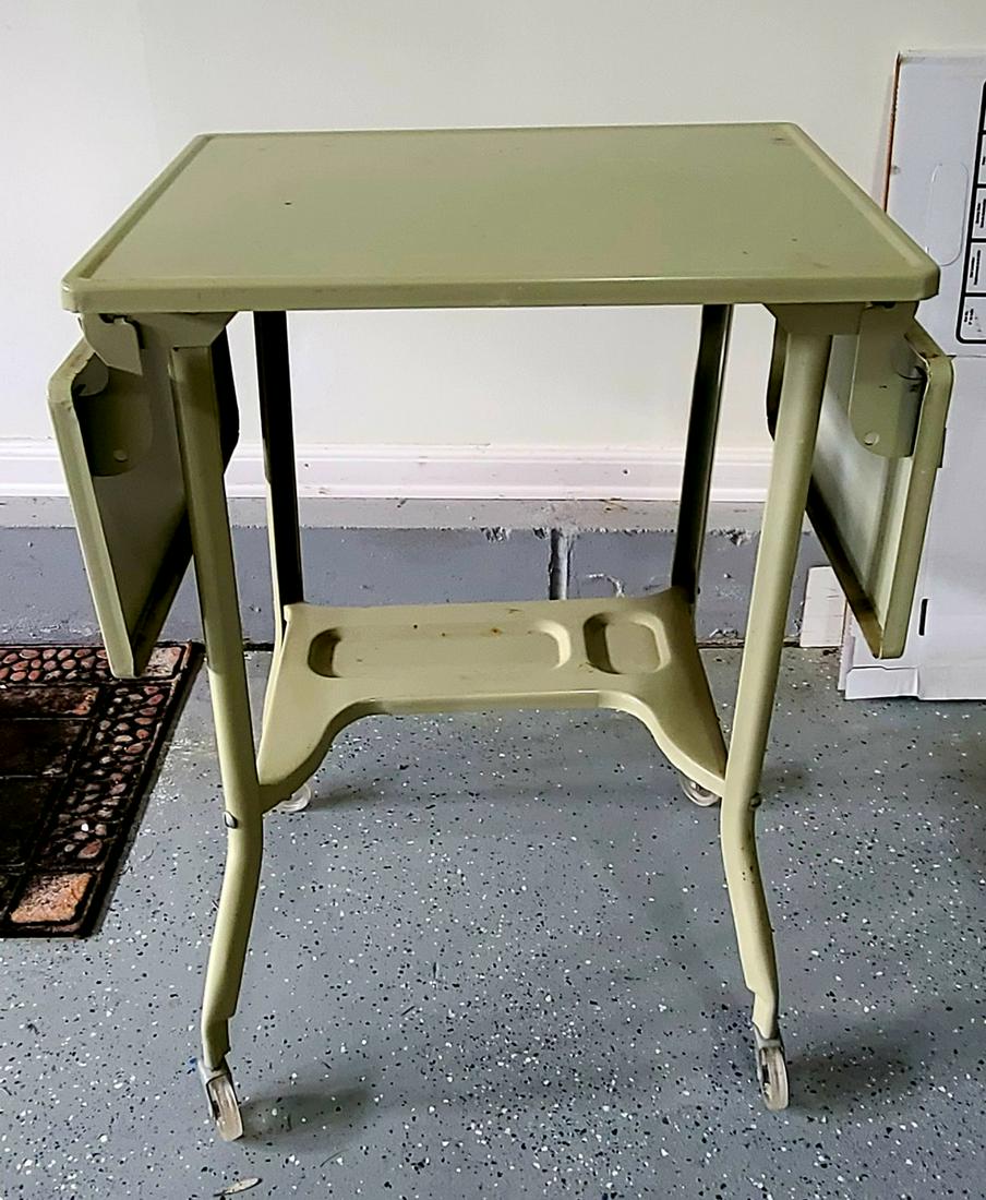 vintage metal tan rolling cart: vintage metal tan rolling cart
