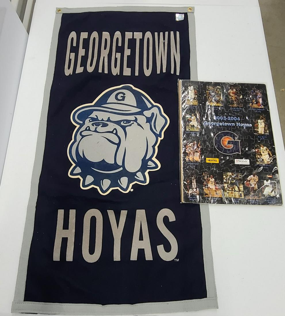 Georgetown Hoyas Banner 35x18 and Basketball Puzzle: Georgetown Hoyas Banner 35x18 and Basketball Puzzle
