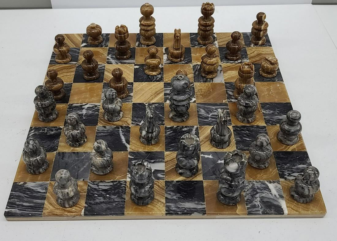 Marble Chess Set: Note a few pieces broken