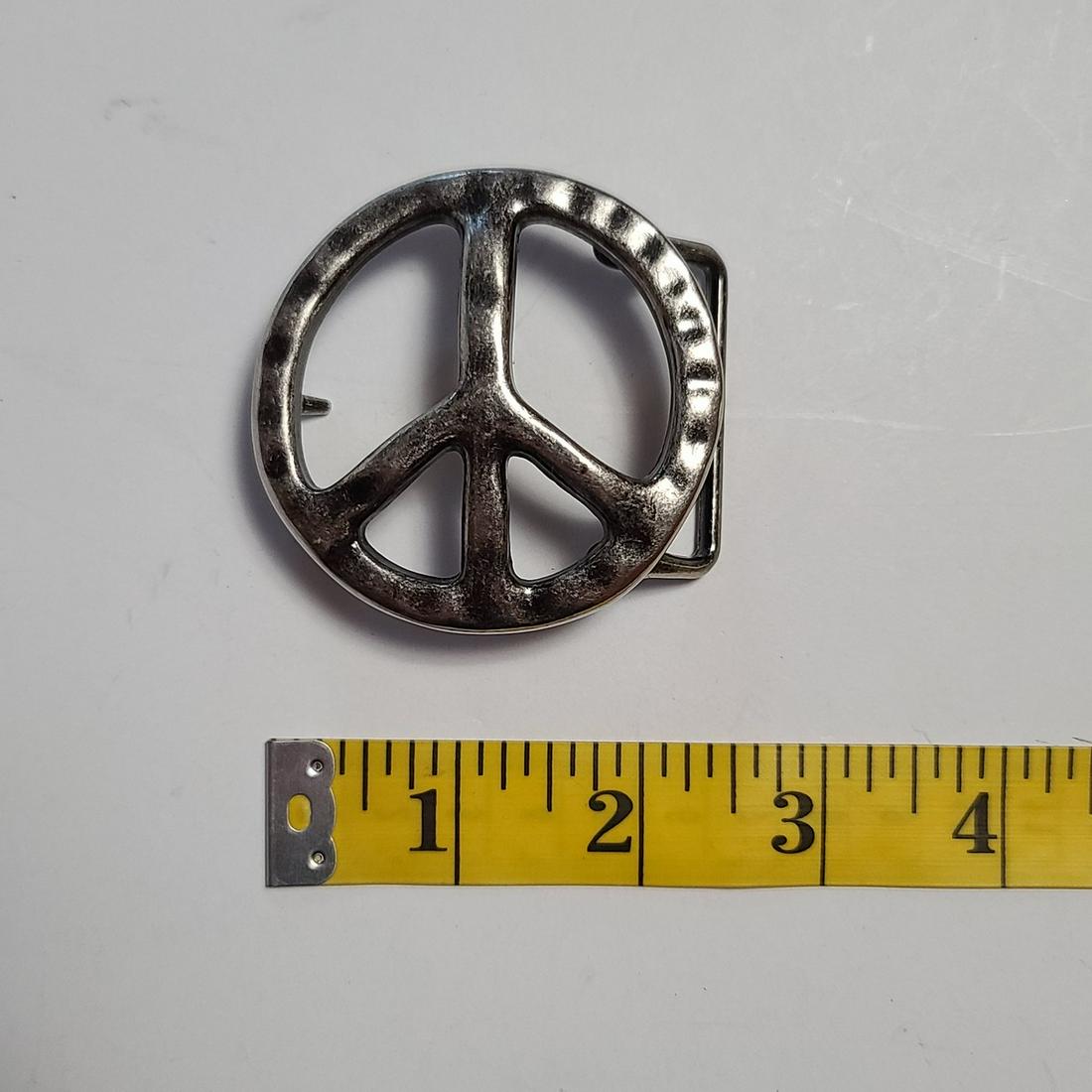 Pewter Peace Sign Belt Buckle: Pewter Peace Sign Belt Buckle