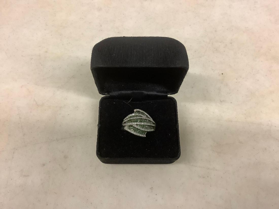 Large sterling marcasite / C.Z. ring: Large sterling marcasite / C.Z. ring