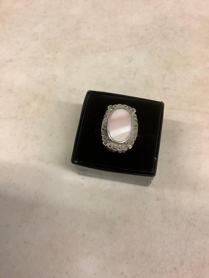 Large sterling marcasite / M.O. pearl ring: Large sterling marcasite / M.O. pearl ring