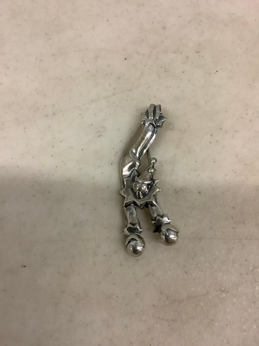 Signed jewel art vintage sterling clown pin: Signed jewel art vintage sterling clown pin