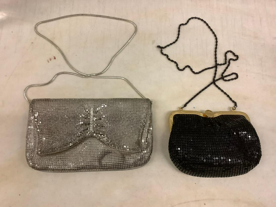 Silver mesh black mesh evening bags (1 of 1)
