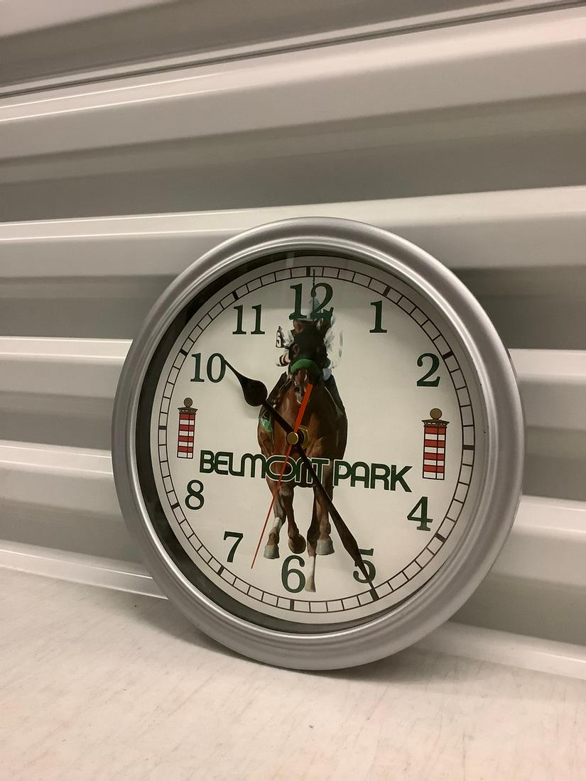 Circa 1980s Belmont Park Racetrack Adv. Wall Clock -: Circa 1980s Belmont Park Racetrack Adv. Wall Clock - works