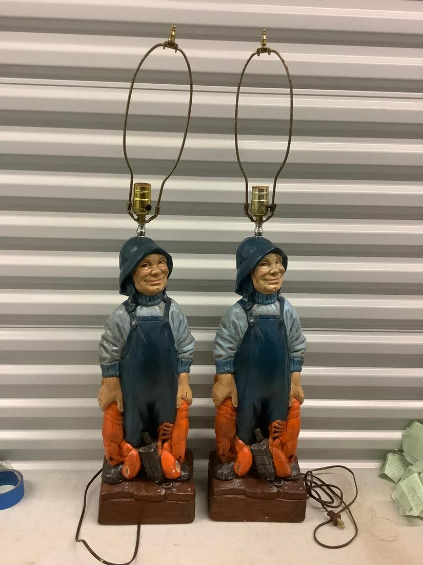 (Pair) Tall, Yard Length, Mid-Century Chalkware Lobster (1 of 1)