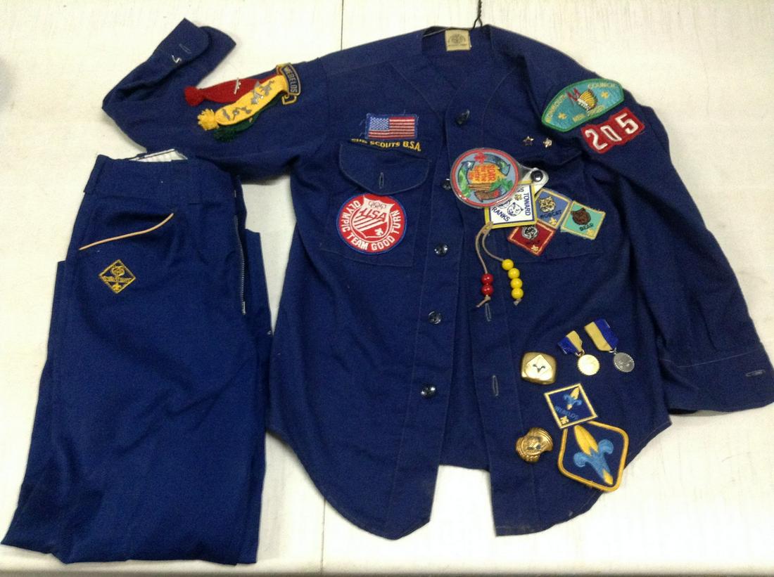 Vintage Cub Scout Uniform with badges, patches and: Vintage Cub Scout Uniform with badges, patches and medals