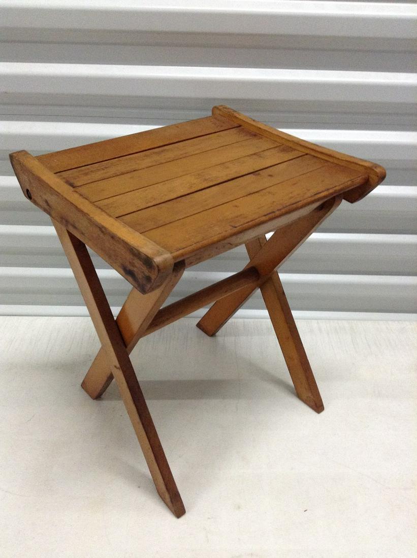 Teak? Folding Side Table/seat 15" high x12"x11": Teak? Folding Side Table/seat 15" high x12"x11"