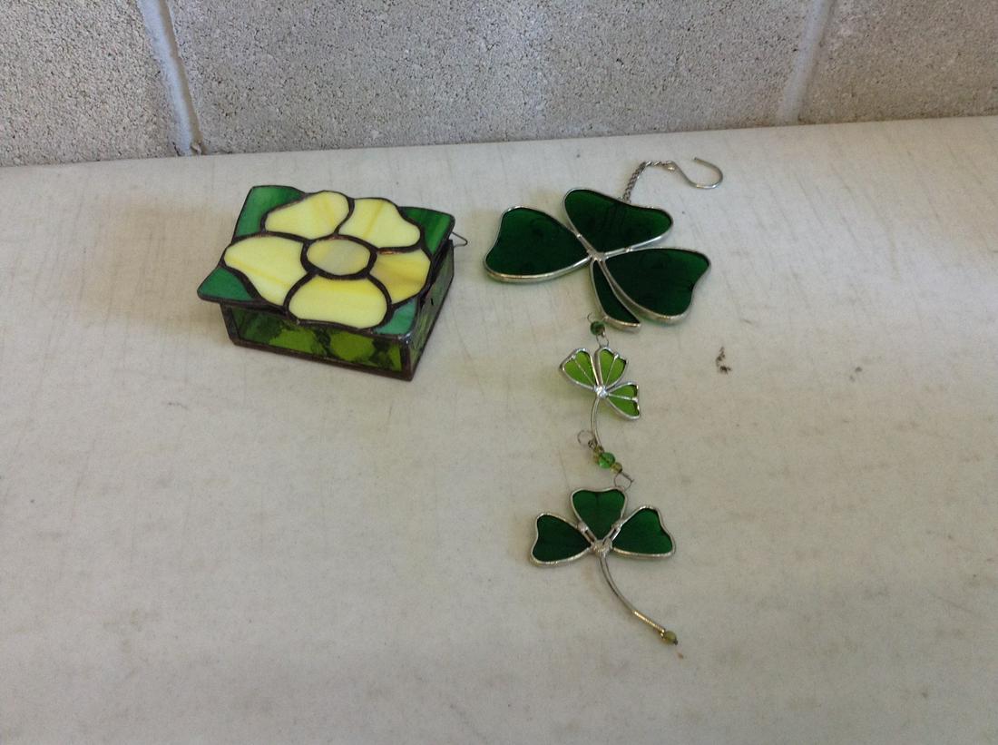 Vintage Stained Glass Jewelry Box and Shamrock (1 of 1)
