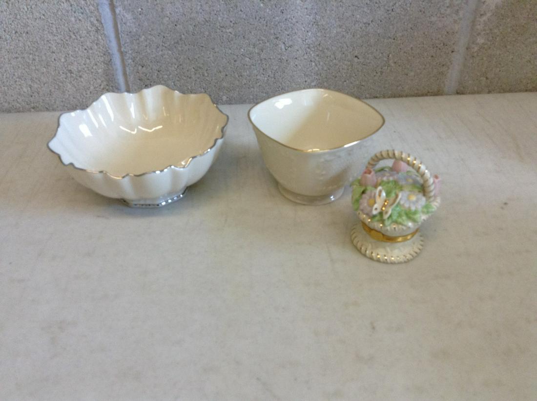 Two Lenox Bowl, Lenox "Basket" Trinket Box (1 of 1)
