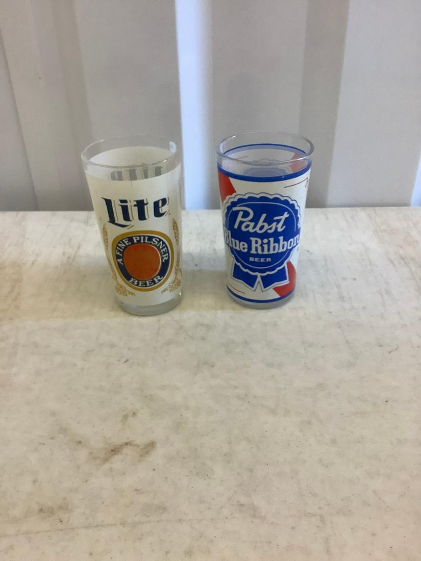 Pabst Blue Ribbon and Miller Light beer glasses (1 of 1)