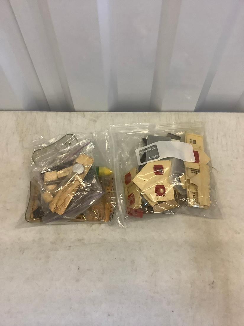 Ship in a bottle model and plasticville model house: Ship in a bottle model and plasticville model house