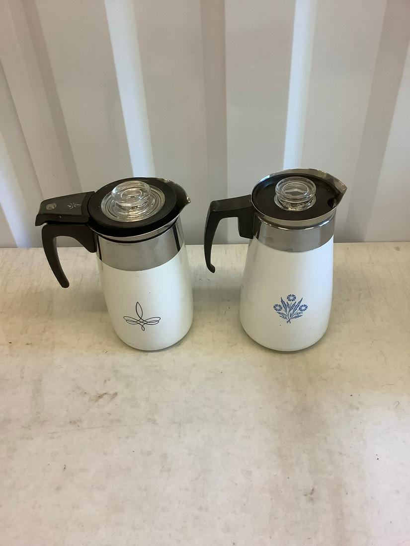 pair of vintage stovetop and electric corningware: pair of vintage stovetop and electric corningware coffee makers