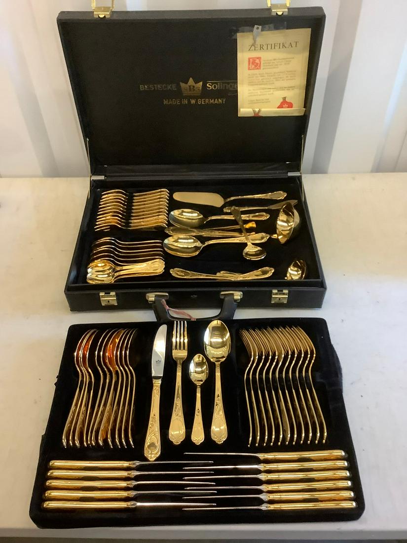 Large lot of SBS german made gold plated utensils: Large lot of SBS german made gold plated utensils