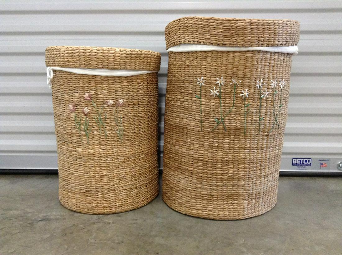 Set of Nesting Baskets with Linen Laundry bag inserts (1 of 1)