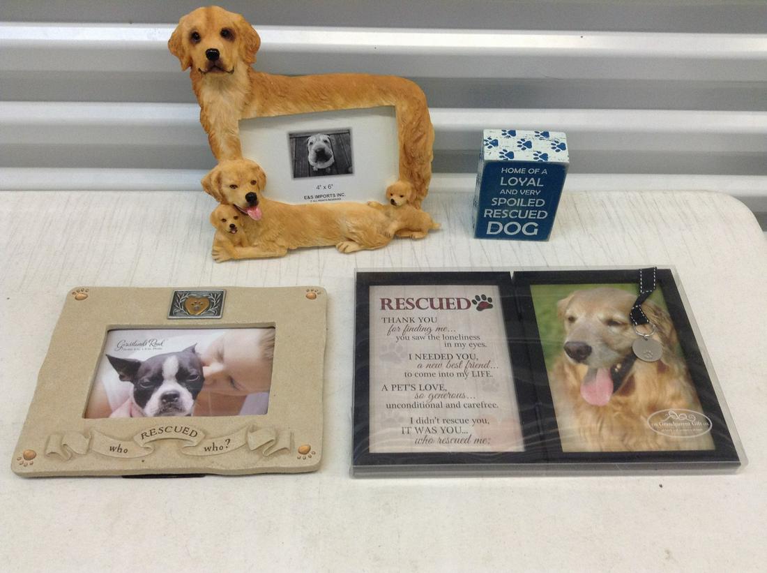 Lot of Rescue Dog Picture Frames and Signs: Lot of Rescue Dog Picture Frames and Signs